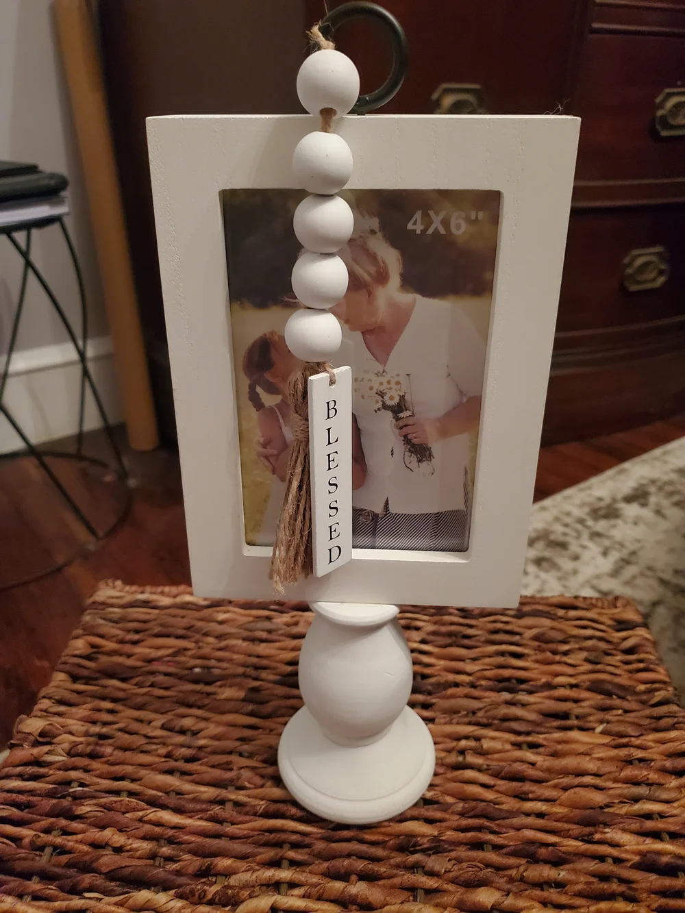White Blessed Wooden Pedestal Picture Frame -